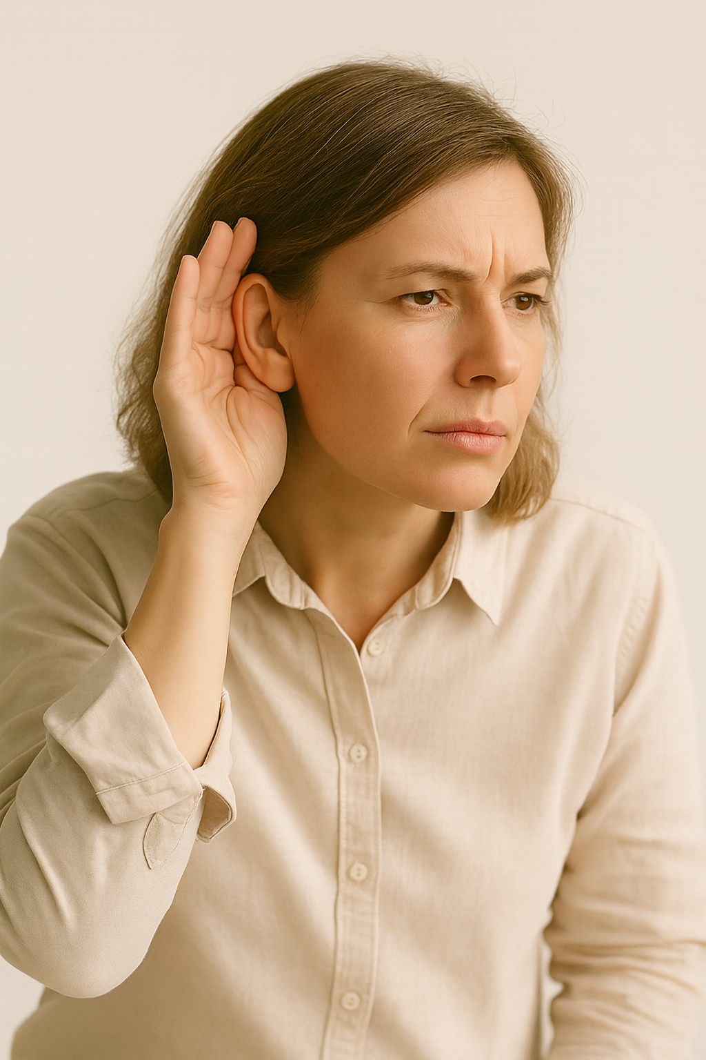 Mulher com sintomas de dor de cabeça